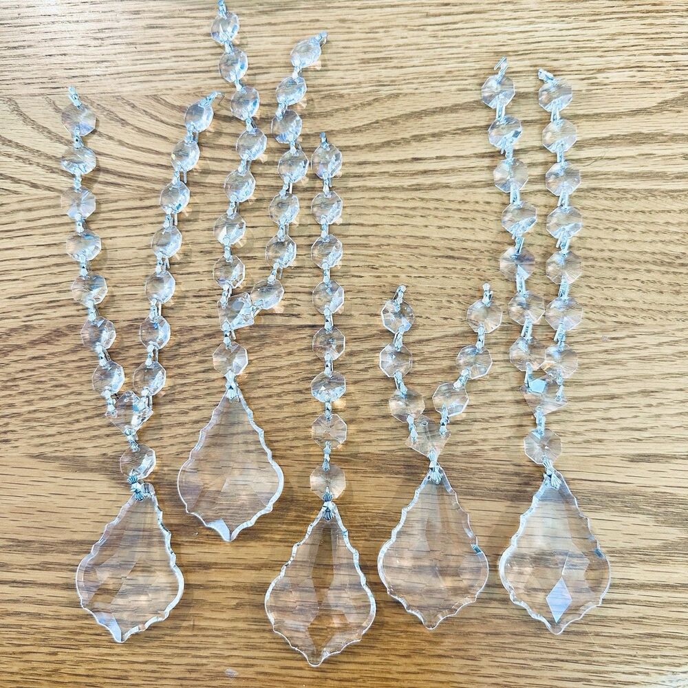 68 Pcs Pendeloque Chandelier French Cut Crystal Prism Lamp Replacement 44mm 17mm